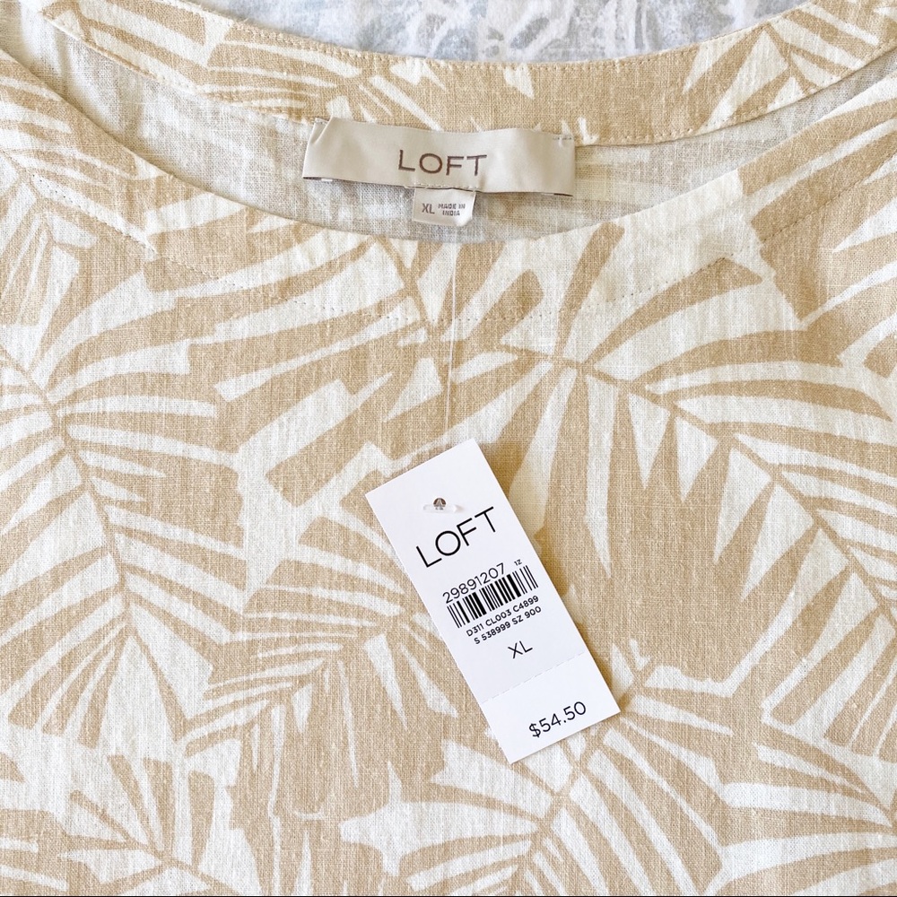 LOFT Palm Puff Sleeve Boatneck Top XL NWT - Picture 3 of 6